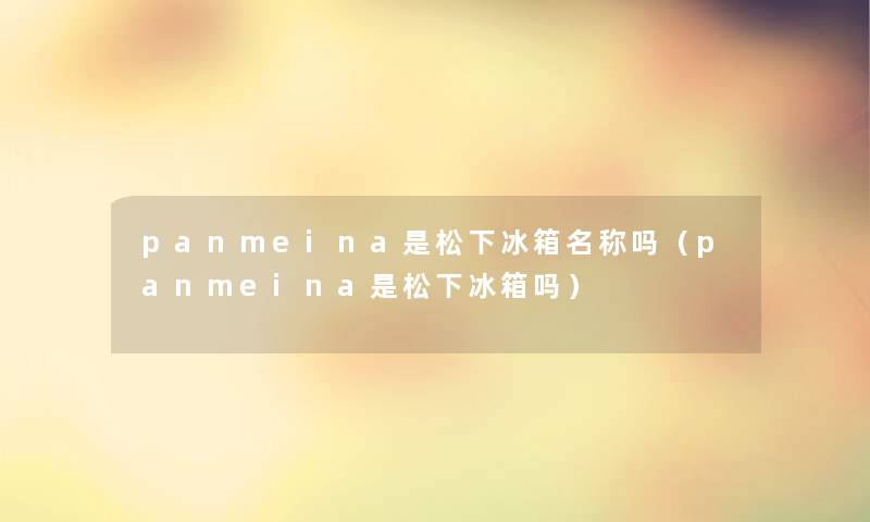 panmeina是松下冰箱名称吗（panmeina是松下冰箱吗）