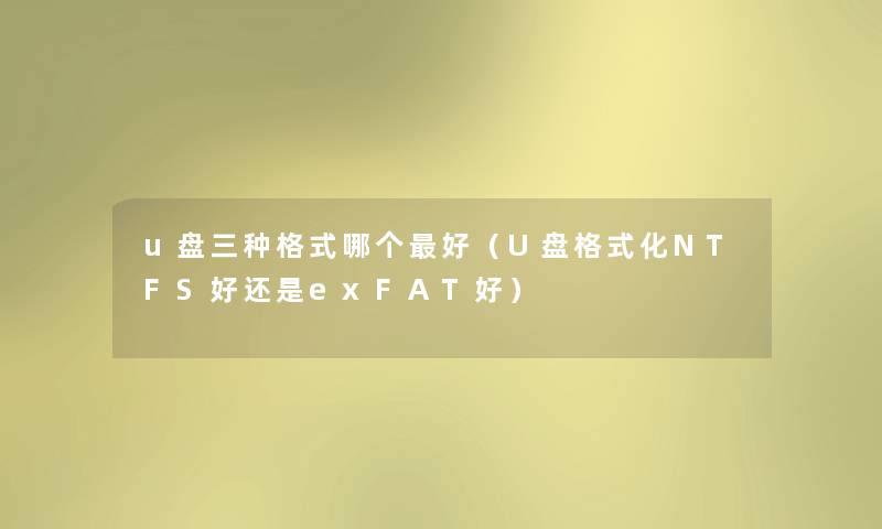 u盘三种格式哪个好（U盘格式化NTFS好还是exFAT好）