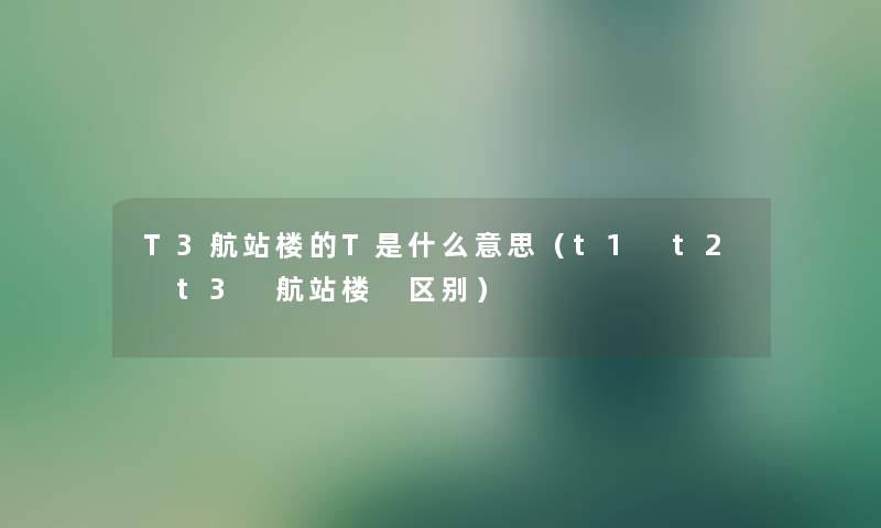 T3航站楼的T是什么意思（t1 t2 t3 航站楼 区别）