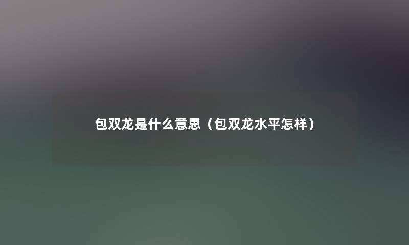 包双龙是什么意思（包双龙水平怎样）