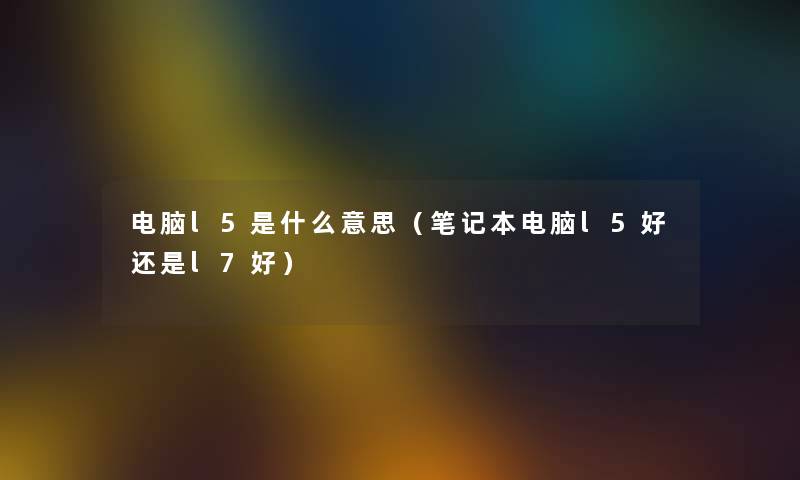 电脑l5是什么意思（笔记本电脑l5好还是l7好）
