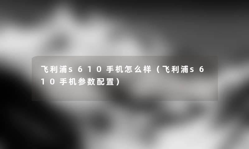 飞利浦s610手机怎么样（飞利浦s610手机参数配置）