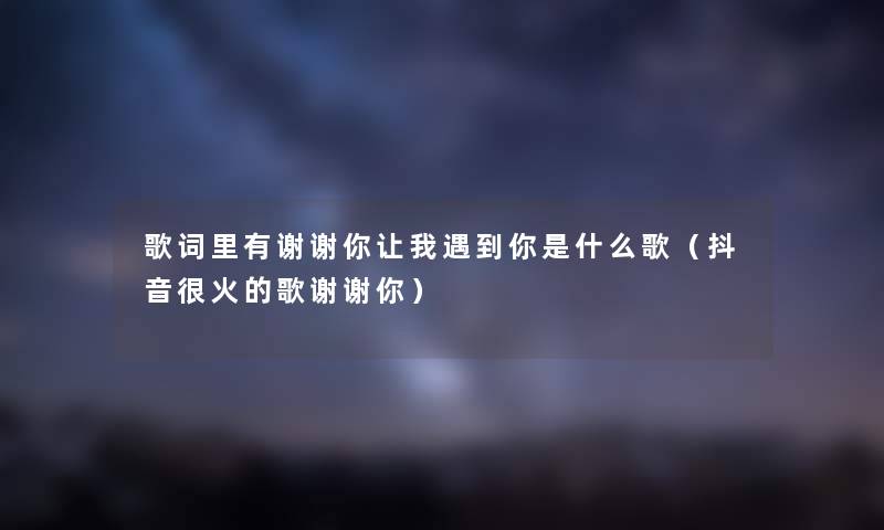 歌词里有谢谢你让我遇到你是什么歌（抖音很火的歌谢谢你）