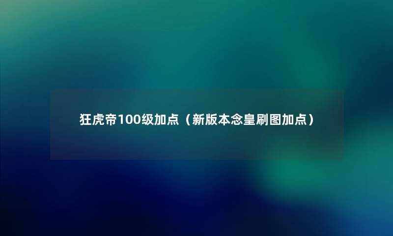 狂虎帝100级加点（新版本念皇刷图加点）