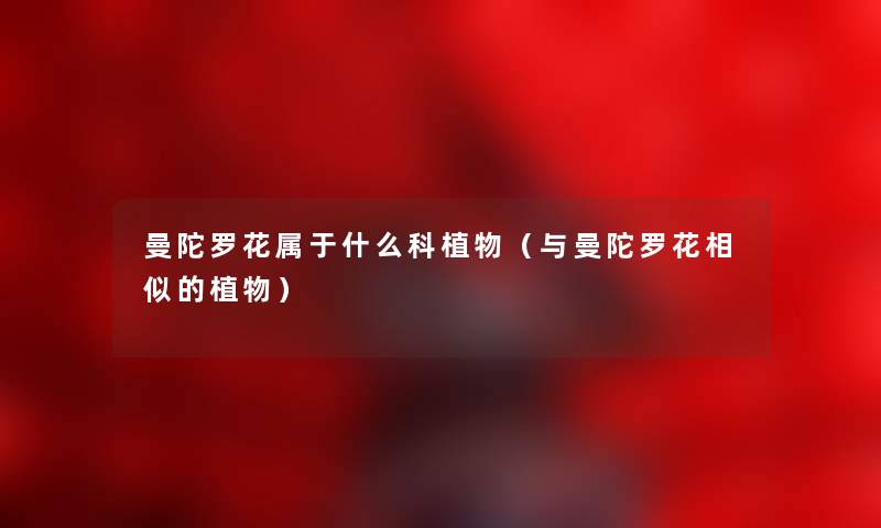 曼陀罗花属于什么科植物（与曼陀罗花相似的植物）