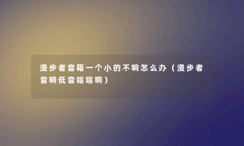 漫步者音箱一个小的不响怎么办（漫步者音响低音嗡嗡响）