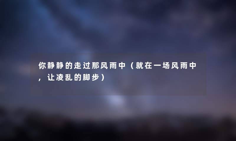 你静静的走过那风雨中（就在一场风雨中,让凌乱的脚步）