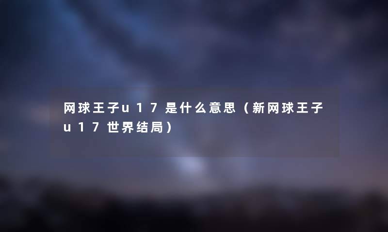 网球王子u17是什么意思（新网球王子u17世界结局）