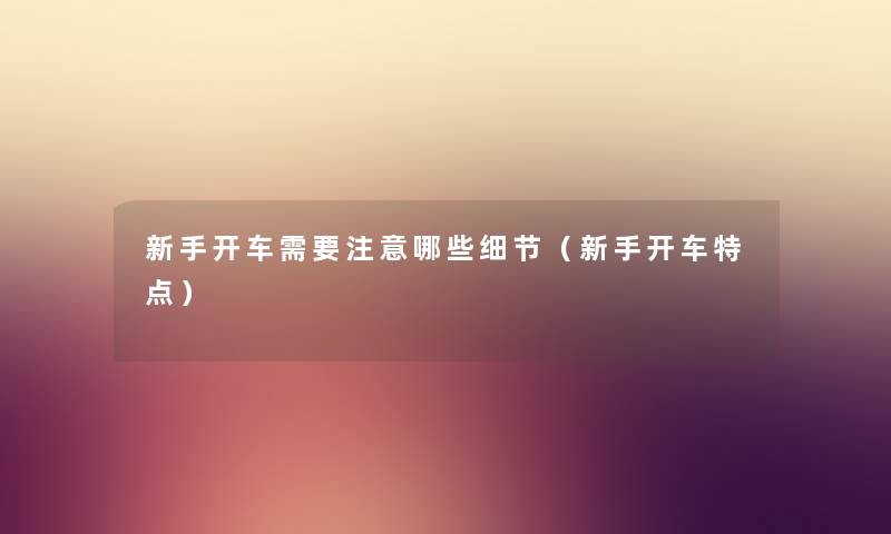 新手开车需要注意哪些细节（新手开车特点）