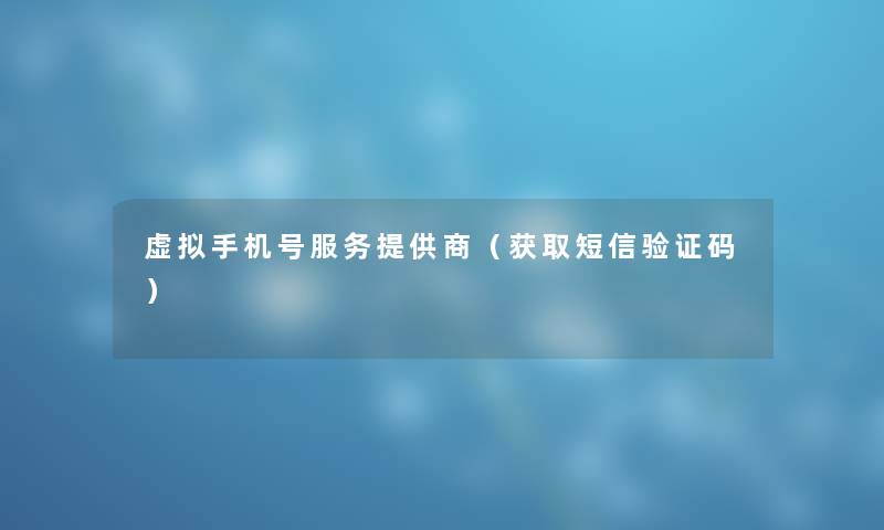 虚拟手机号服务提供商（获取短信验证码）