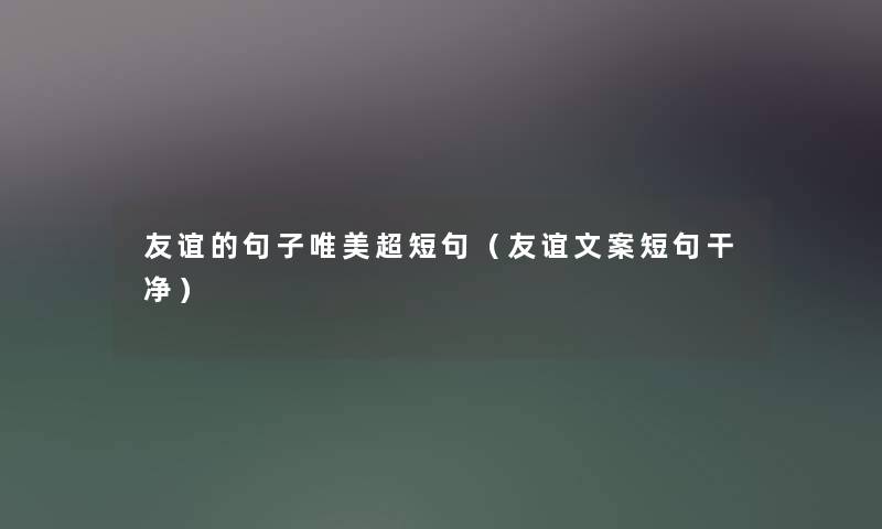 友谊的句子唯美超短句（友谊文案短句干净）