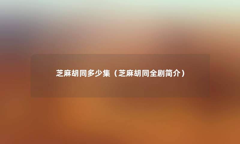 芝麻胡同多少集（芝麻胡同全剧简介）