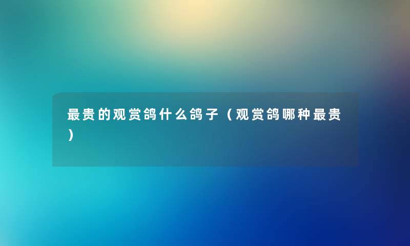 贵的观赏鸽什么鸽子（观赏鸽哪种贵）