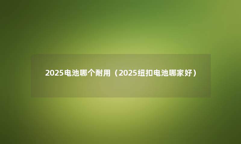 2025电池哪个耐用（2025纽扣电池哪家好）