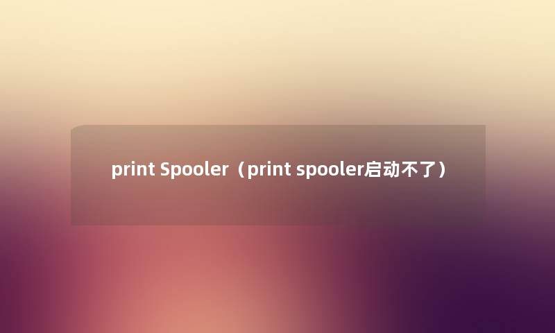 print Spooler（print spooler启动不了）