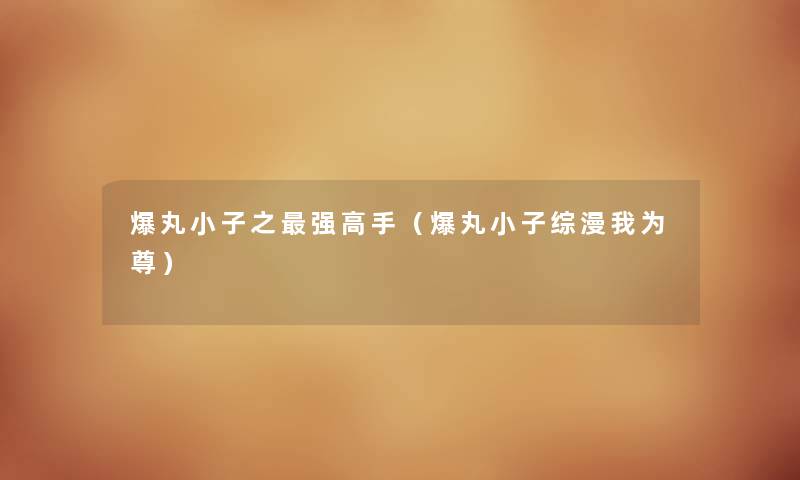 爆丸小子之强高手（爆丸小子综漫我为尊）