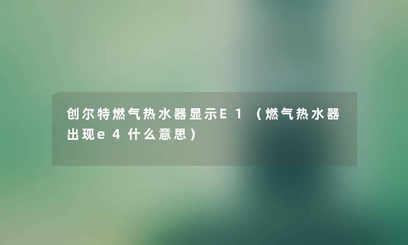 创尔特燃气热水器显示E1（燃气热水器出现e4什么意思）
