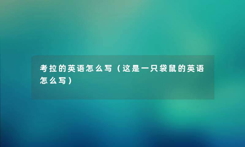 考拉的英语怎么写（这是一只袋鼠的英语怎么写）