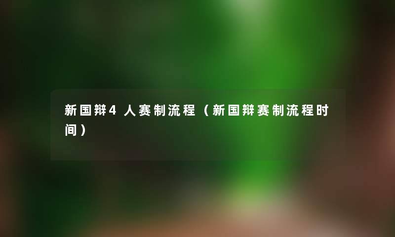 新国辩4人赛制流程（新国辩赛制流程时间）
