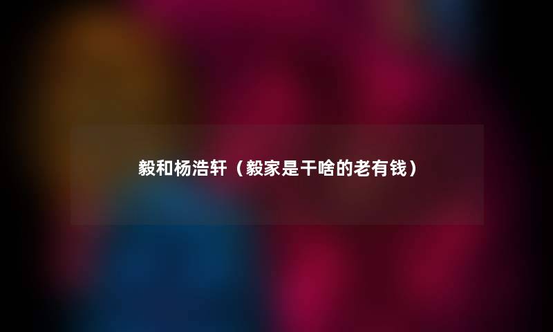 毅和杨浩轩（毅家是干啥的老有钱）