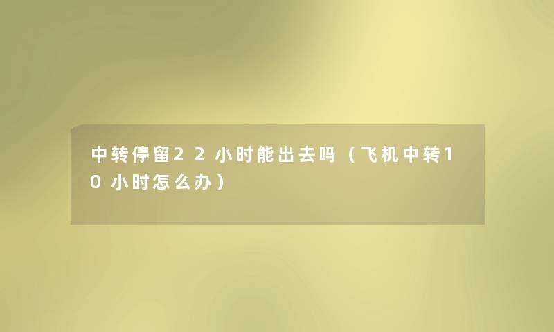 中转停留22小时能出去吗（飞机中转10小时怎么办）