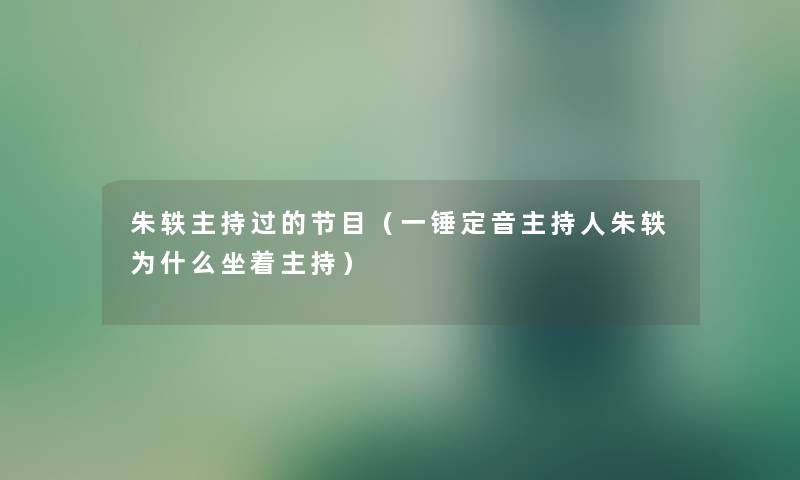 朱轶主持过的节目（一锤定音主持人朱轶为什么坐着主持）