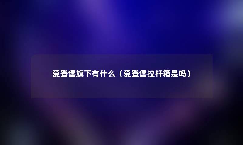 爱登堡旗下有什么（爱登堡拉杆箱是吗）