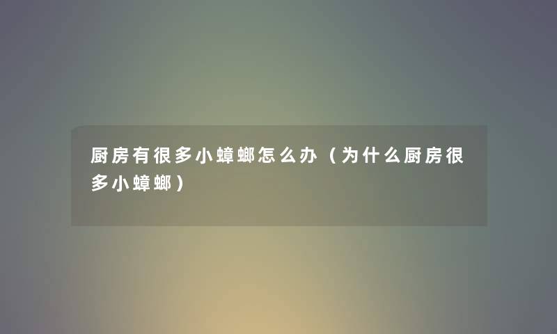 厨房有很多小蟑螂怎么办（为什么厨房很多小蟑螂）