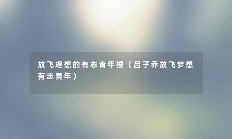 放飞理想的有志青年梗（吕子乔放飞梦想有志青年）