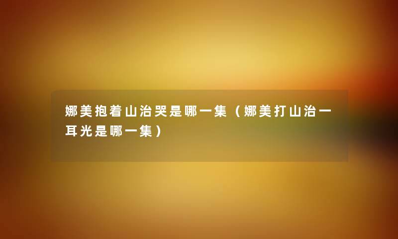 娜美抱着山治哭是哪一集（娜美打山治一耳光是哪一集）
