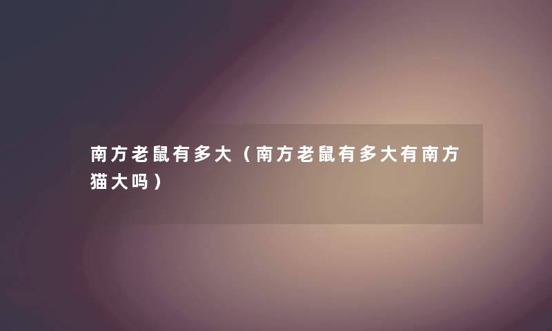 南方老鼠有多大（南方老鼠有多大有南方猫大吗）