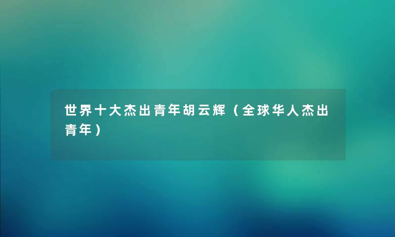 世界一些杰出青年胡云辉（全球华人杰出青年）