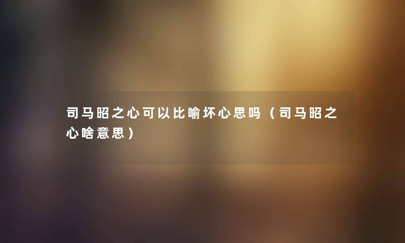 司马昭之心可以比喻坏心思吗（司马昭之心啥意思）