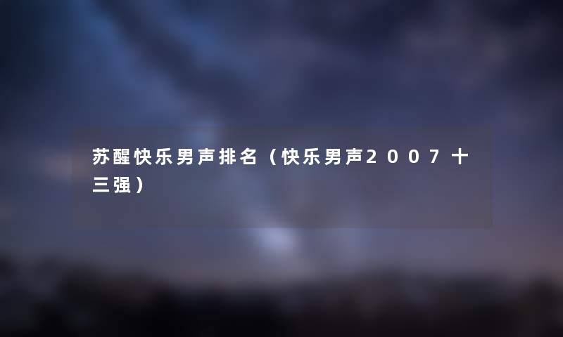 苏醒快乐男声推荐（快乐男声2007十三强）