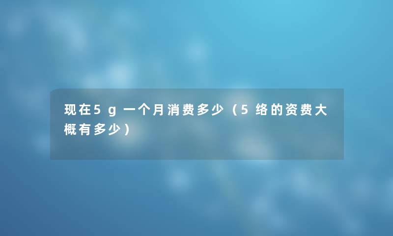 现在5g一个月消费多少（5络的资费大概有多少）