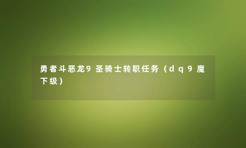 勇者斗恶龙9圣骑士转职任务（dq9魔下级）