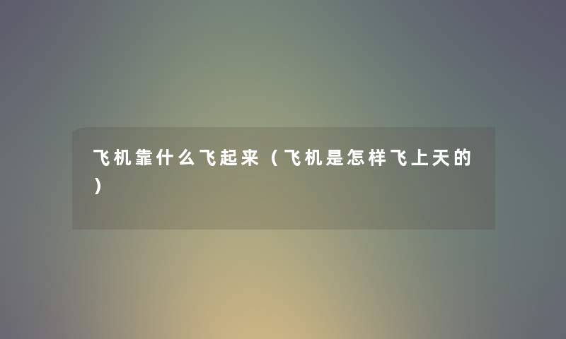 飞机靠什么飞起来（飞机是怎样飞上天的）