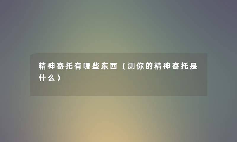 精神寄托有哪些东西（测你的精神寄托是什么）