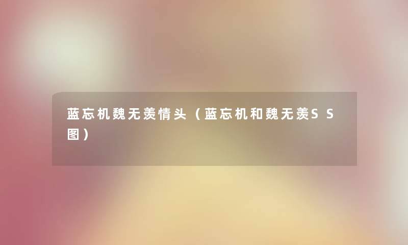蓝忘机魏无羡情头（蓝忘机和魏无羡SS图）