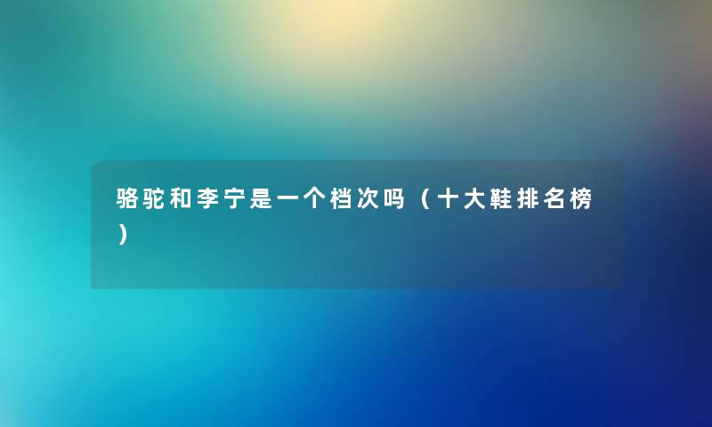 骆驼和李宁是一个档次吗（一些鞋推荐榜）