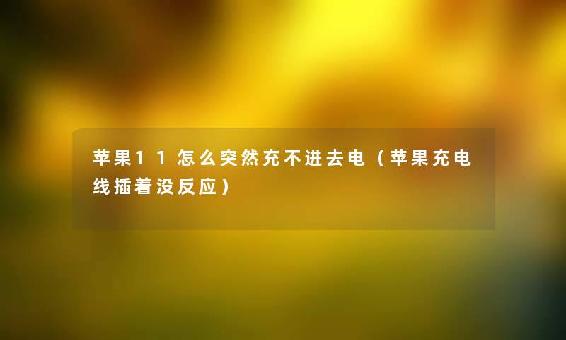 苹果11怎么突然充不进去电（苹果充电线插着没反应）