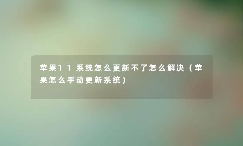 苹果11系统怎么更新不了怎么解决（苹果怎么手动更新系统）