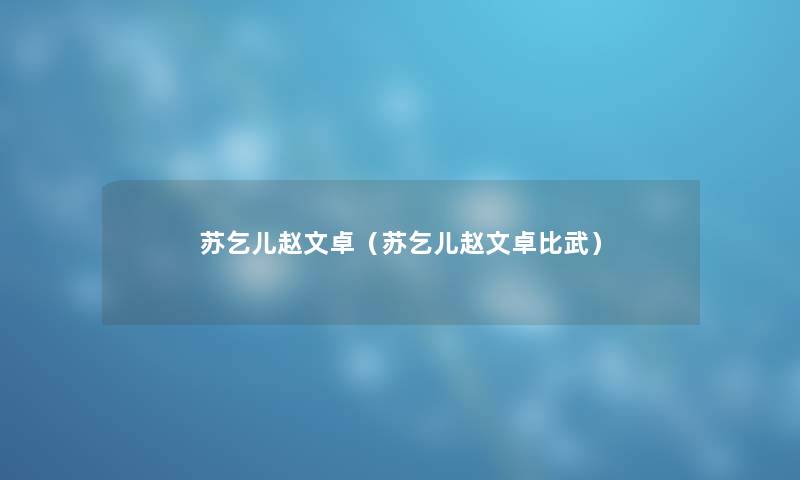苏乞儿赵文卓（苏乞儿赵文卓比武）
