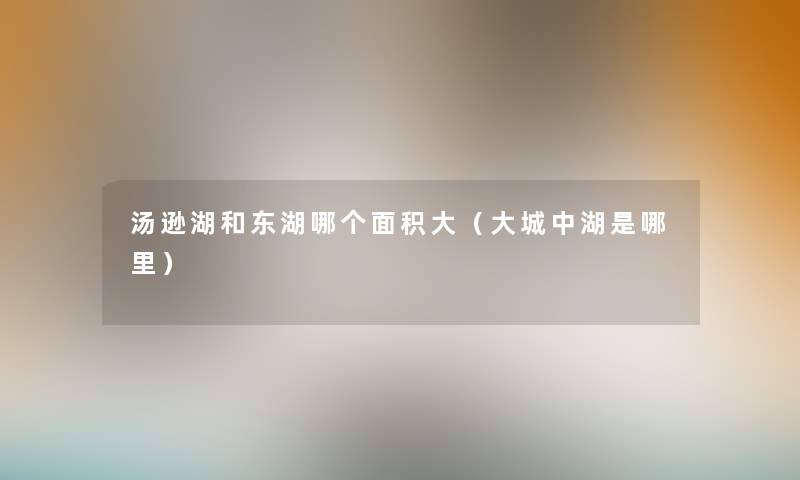 汤逊湖和东湖哪个面积大（大城中湖是哪里）