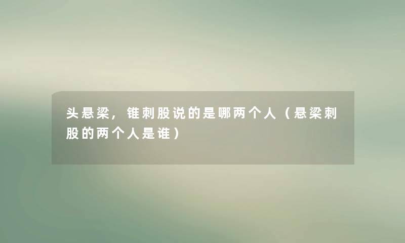 头悬梁,锥刺股说的是哪两个人（悬梁刺股的两个人是谁）