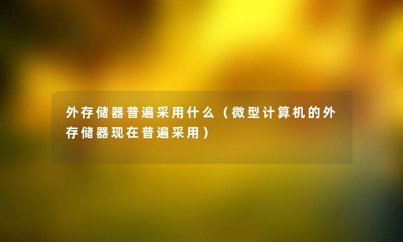 外存储器普遍采用什么(微型计算机的外存储器普遍采用) 外存储器普遍采用什么(微型计算机的外存储器普遍采用)