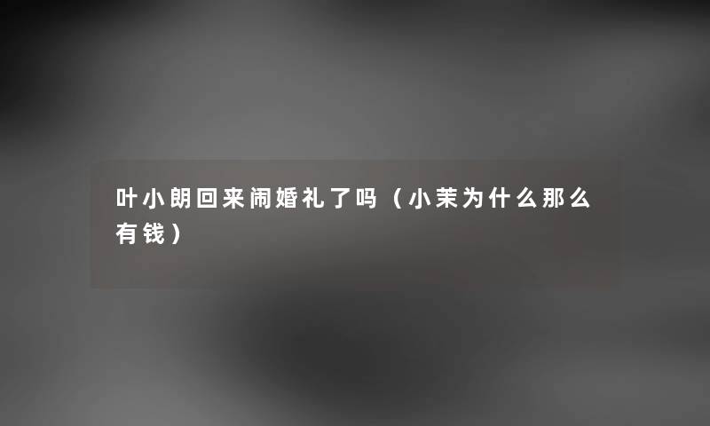 叶小朗回来闹婚礼了吗(小茉为什么那么有钱) 叶小朗回来闹婚礼了吗(小茉为什么那么有钱)
