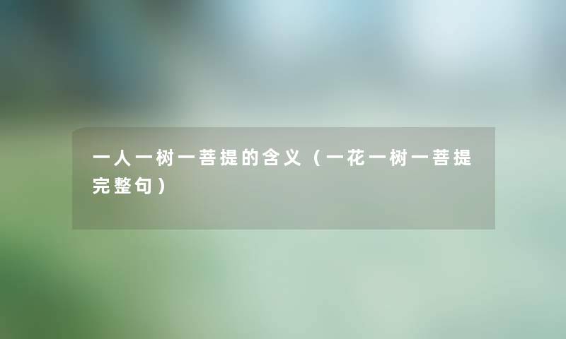 一人一树一菩提的含义（一花一树一菩提完整句）