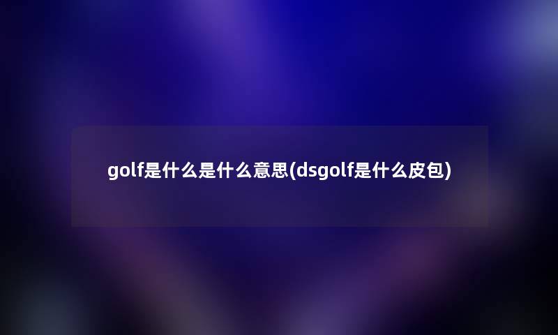 golf是什么是什么意思(dsgolf是什么皮包)