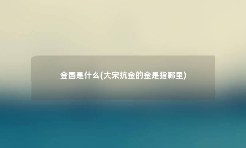 金国是什么(大宋抗金的金是指哪里)